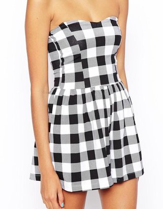 ASOS Bandeau Playsuit in Gingham Check Print