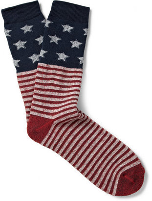 Anonymous Ism Stars and Stripes-Patterned Cotton-Blend Socks