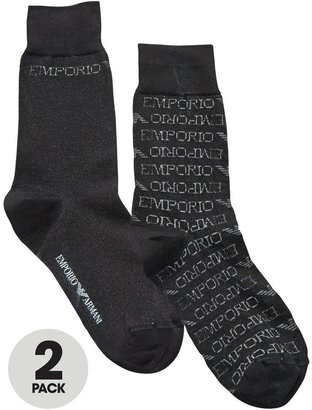 Emporio Armani Mens Plain/Patterned Socks (2 Pack)