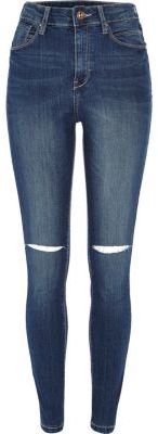 River Island Mid wash ripped knee Lana superskinny jeans