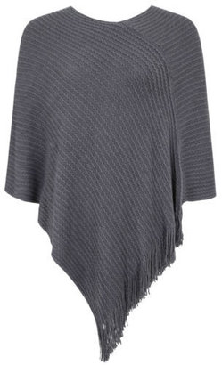 Yours Clothing Yoursclothing Plus Size Womens Textured Knitted Poncho With Fringing Detail