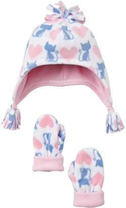 Mothercare Cat and Heart Fleece Hat and Gloves Set