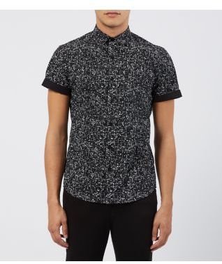 New Look Black Short Sleeve Splatter Print Shirt