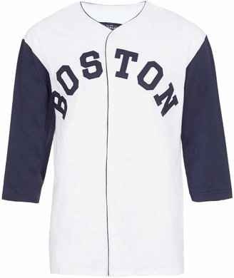 Topman White/Navy Boston Baseball Long Sleeve T-Shirt