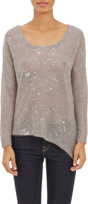 Barneys New York Foiled Scoopneck Pullover Sweater