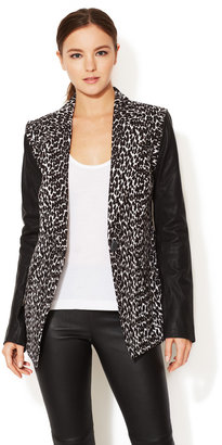 Plenty by Tracy Reese Cut Away Blazer with Leather Sleeves