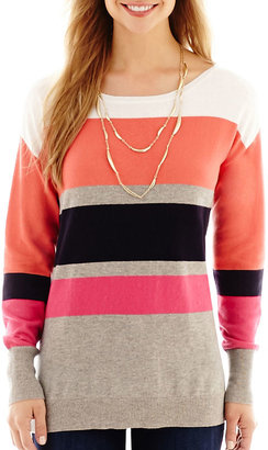 Liz Claiborne Long-Sleeve Striped Tunic Sweater