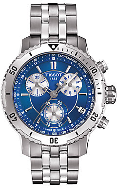Tissot Men's T0674171104100 PRS200 Chronograph Blue Dial Bracelet Watch, Silver  Blue