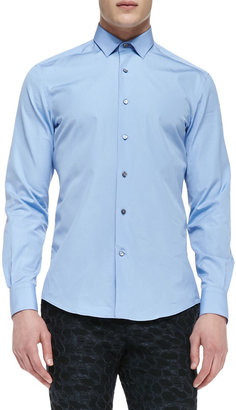 Lanvin Solid Woven Poplin Shirt, Light Blue