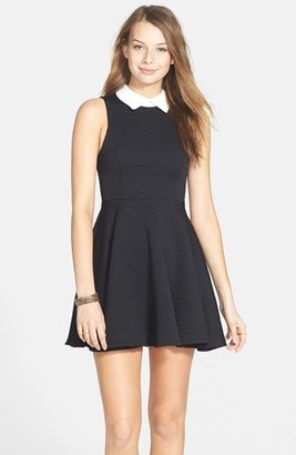 Basil Lola Point Collar Quilted Skater Dress (Juniors)
