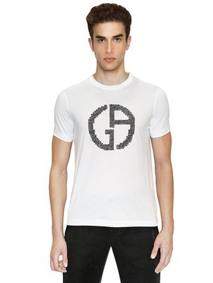 Giorgio Armani Logo Embroidered Cotton Jersey T-Shirt