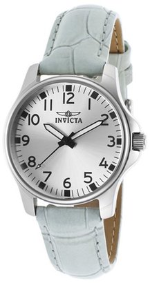 Invicta Women's Speciality Timber Wolf Genuine Leather Silver-Tone Dial