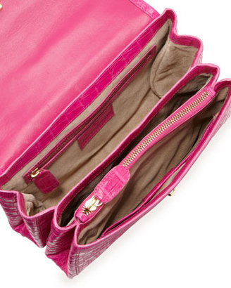 Nancy Gonzalez Crocodile Small Flap Shoulder Bag, Pink