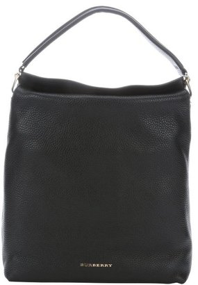 Burberry black leather large top handle bag