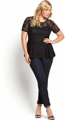 V by Very Curve Lace Peplum Top