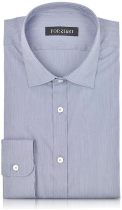 Forzieri Blue Striped Cotton Blend Slim Fit Shirt