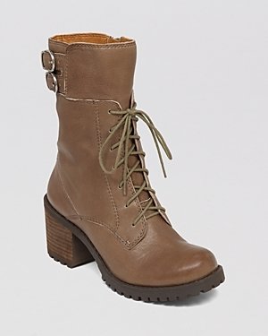 Lucky Brand Lace Up Lug Sole Combat Boots - Nylah