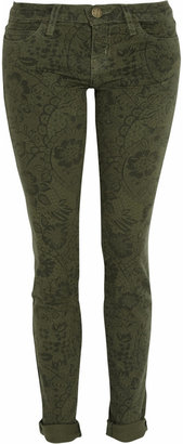 Current/Elliott The Rolled printed low-rise skinny jeans