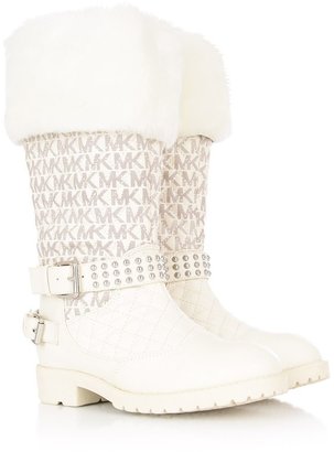 Michael Kors Girls Cream Faux Fur Trim 'Dhalia Karis' Boots