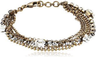 Sorrelli Crystal Clear Gold-Tone Multi-Strand Crystal and Chain Bracelet 6.5"