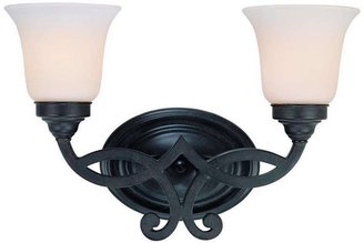 Medici Dolan Designs 3102 Two Light 15.25\" Wide Bath Wall Sconce from the Collection, Olde World Iron