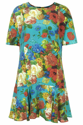 Boutique Silk Botanical Print Flippy Dress