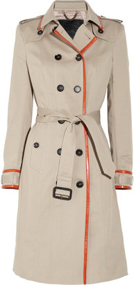 Burberry Leather-trimmed cotton-gabardine trench coat