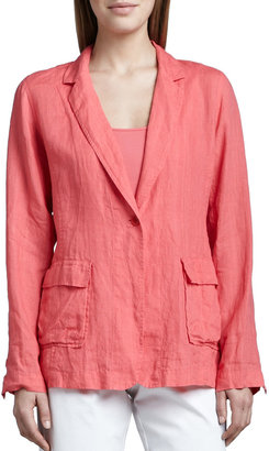 Eileen Fisher Handkerchief Linen Notch-Collar Jacket, Petite