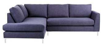 Ben de Lisi Home Indigo blue 'Jakob' left-hand facing corner sofa with chrome feet