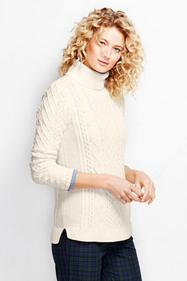 Lands' End Women's Petite Lofty Blend Aran Cable Turtleneck Sweater