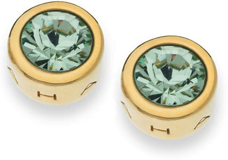 T Tahari 14k Gold-Plated Green Stone Signature Stud Earrings