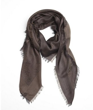 Gucci brown GG print silk scarf