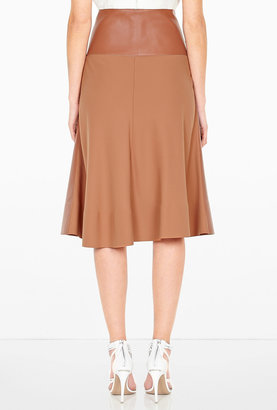 Sportmax Tobacco Leather Flare Skirt