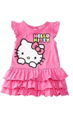 Hello Kitty Glitter Graphic Ruffled Dress & Bloomer Set (Baby Girls)