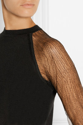 Jason Wu Lace-paneled cashmere and silk-blend sweater