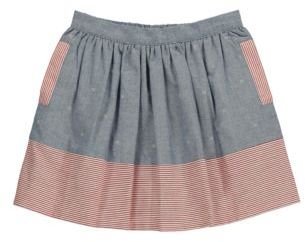 K.C. Parker Girls 7-16 Printed Cotton Chambray & Oxford Striped Skirt