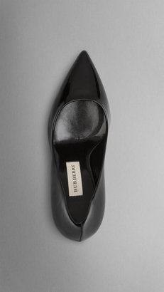 Burberry Patent Leather Embossed Check Heel Pumps