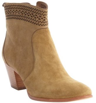 AERIN tan suede 'Tilstone' perforated tip ankle boots