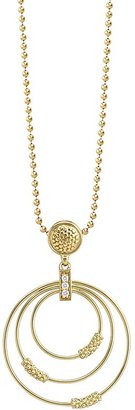 Lagos 18K Gold and Diamond Circle Pendant Necklace, 16"