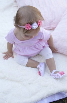 PLH Bows & Laces Crib Shoes & Headband (Baby Girls)