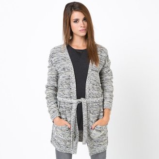 Shopping Prix R edition Long Metallic Cardigan with V-Neck and Tie Belt