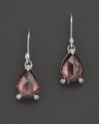 Judith Ripka Sterling Silver Pear Stone Earrings with Raspberry Crystal