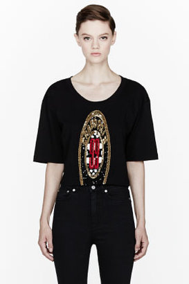 Maison Martin Margiela 7812 MAISON MARTIN MARGIELA Black cropped Sequin T-Shirt