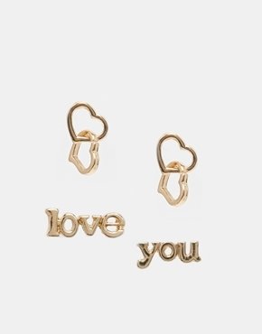 ASOS Love You Earring Pack - gold