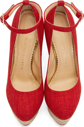 Charlotte Olympia Red Alaskan Cotton Dolores Espadrilles