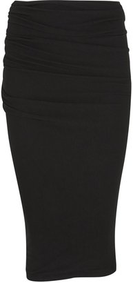Donna Karan Black ruched jersey pencil skirt