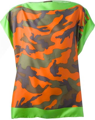 Valentino draped camouflage print blouse