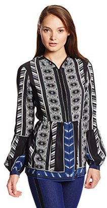 Twelfth St. By Cynthia Vincent by Cynthia Vincent Women's Silk Tribal Print Leather Maxi Dress