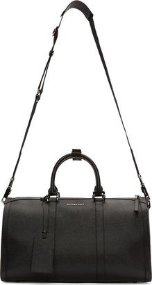 Burberry Black Grained Leather Boston Holdall Duffle Bag