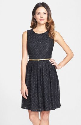 Ellen Tracy Dotted Lace Fit & Flare Dress